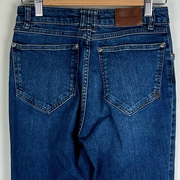 Anine Bing Exposed Button Fly Ankle Lightly Distressed Straight Leg Jeans 27 - Picture 7 of 13